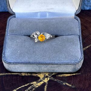 Vintage Citrine Cocktail Ring Size 8 1/4orange gemstone Womens Jewelry Gift